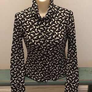 Anthropologie Vintage Black White Poodle Shirt XS